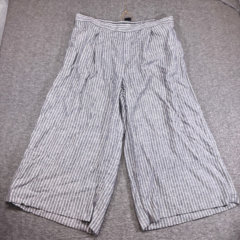 Banana Republic Wide Leg Pants‎ Women XL Blue Striped Linen Boho Indie Summer